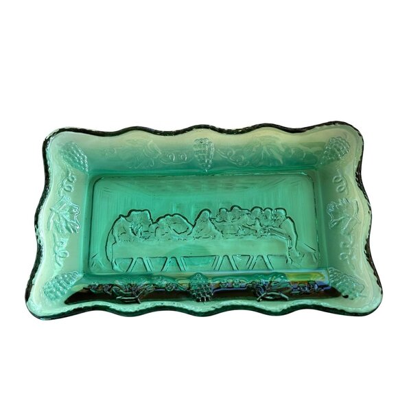 Vintage Tiara by Indiana Glass Mini Last Supper Butter Dish Plate - Picture 10 of 13
